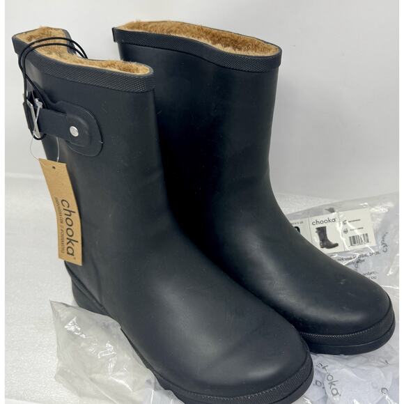 Chooka womens Solid Delridge Mid-Height Rain Boot Black, New In Package - 9 main image 9